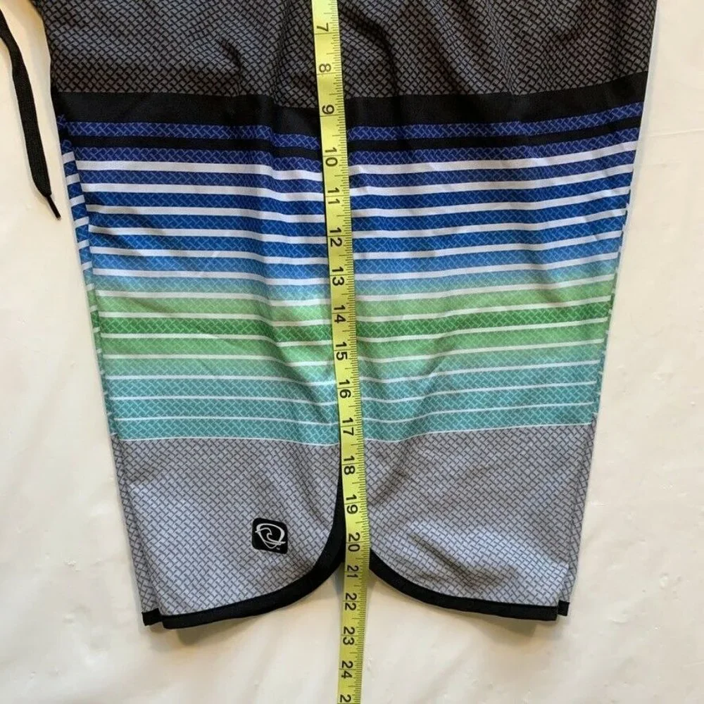 Wave Zone Board Shorts Swim Trunks Men‎ Large Built In Brief Striped Stretch NEW